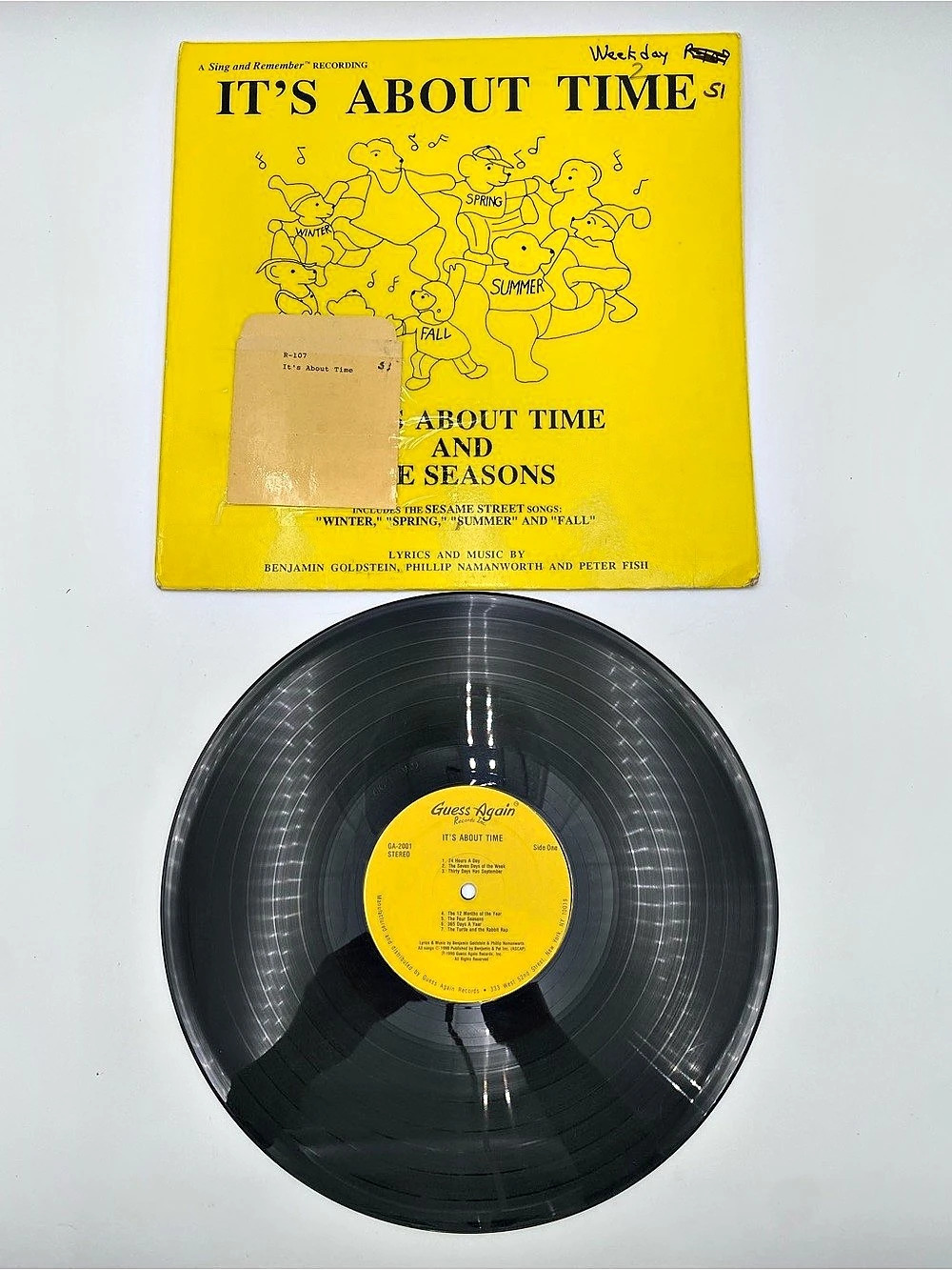 Walt Disney It's About Time and the Seasons Disney Vinyl Record Yellow Sleeve